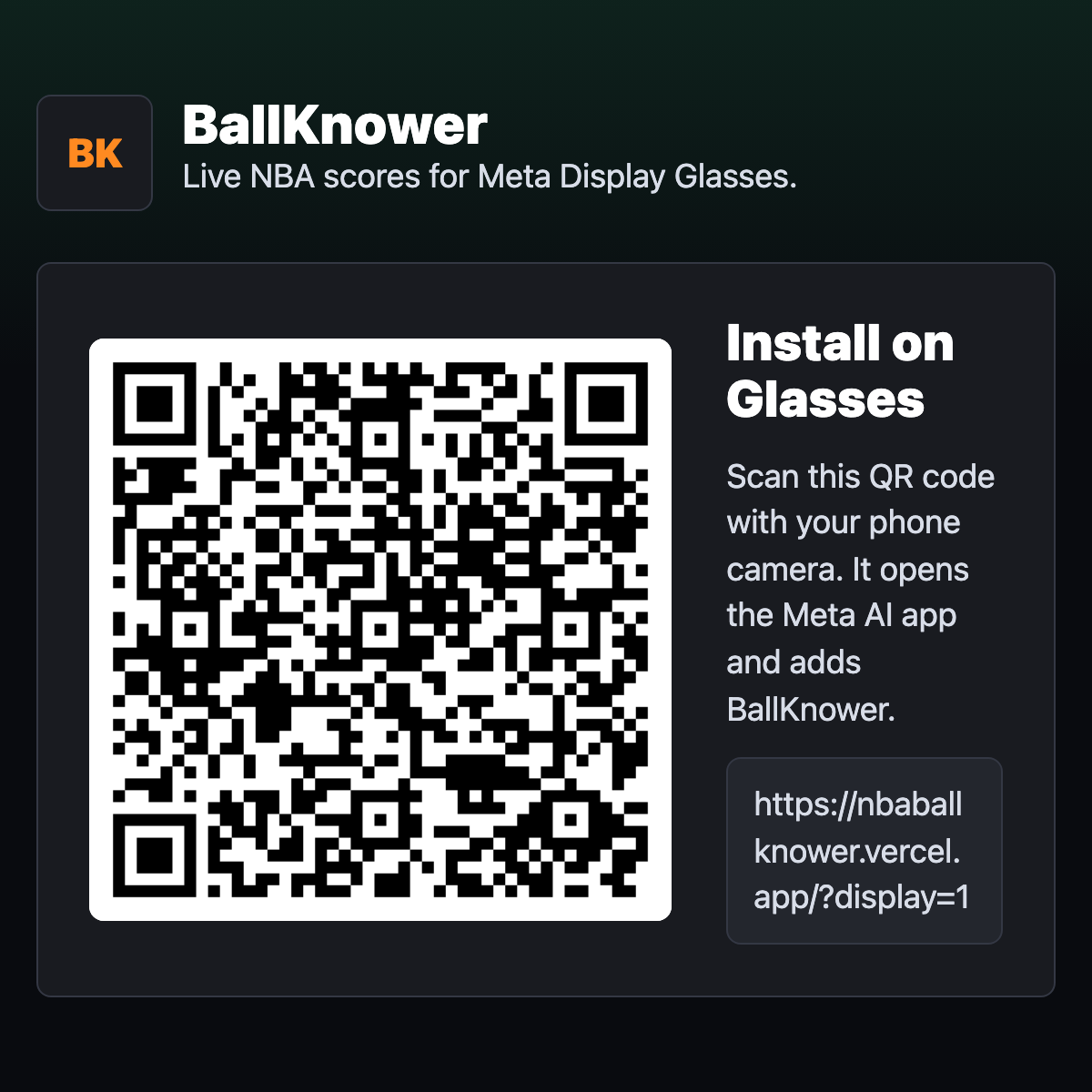 BallKnower running on the Meta Ray-Ban Display