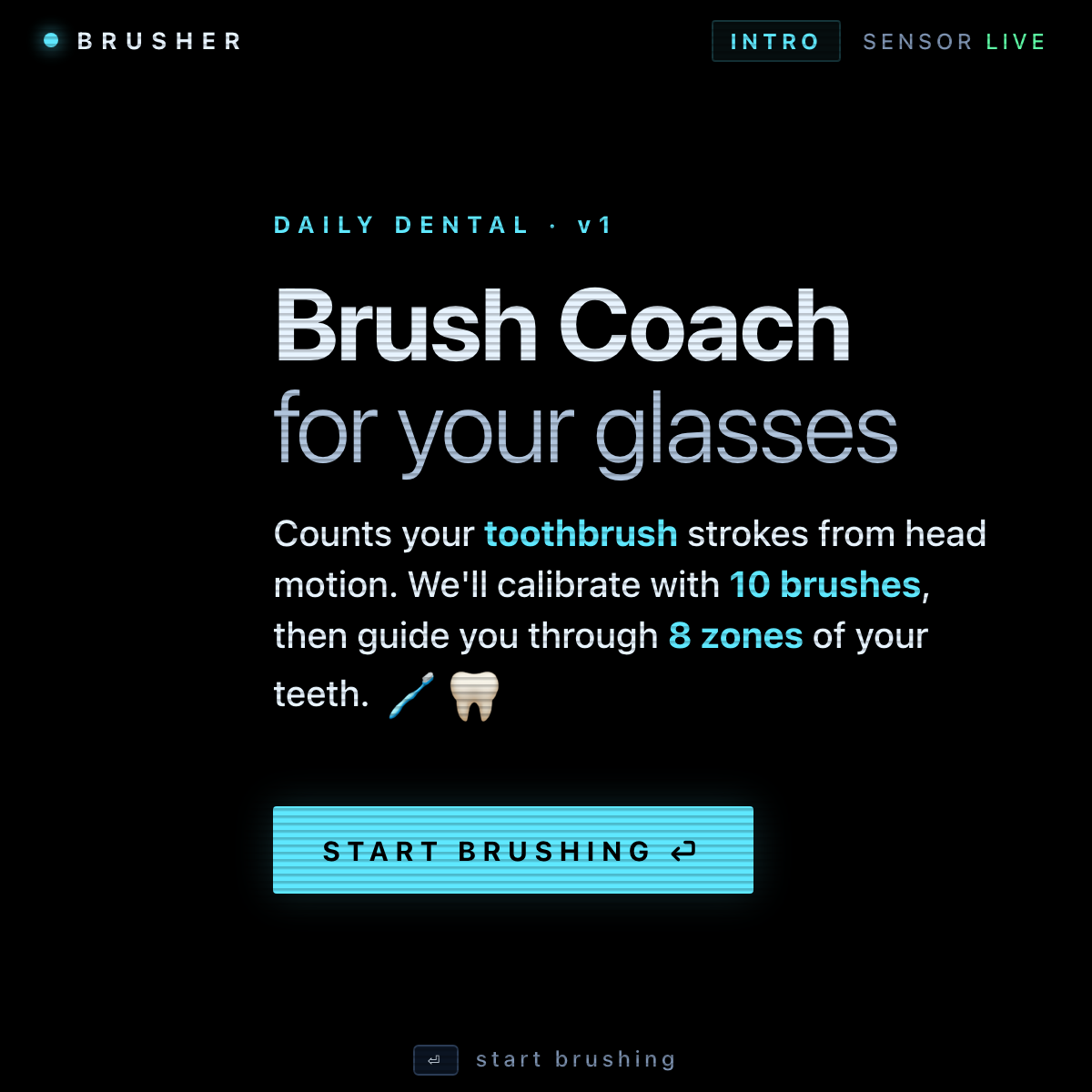 Brusher running on the Meta Ray-Ban Display