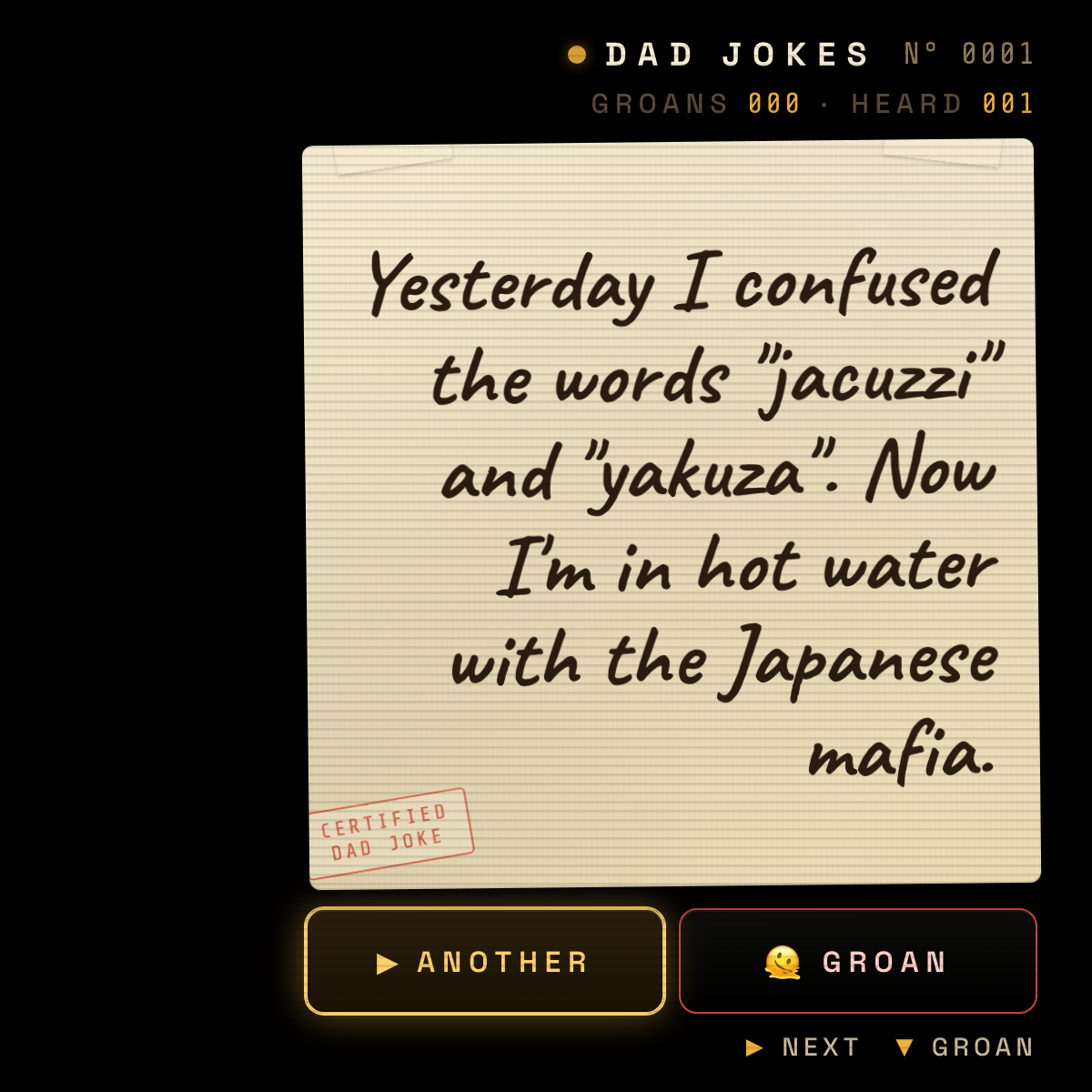 Dad Jokes running on the Meta Ray-Ban Display