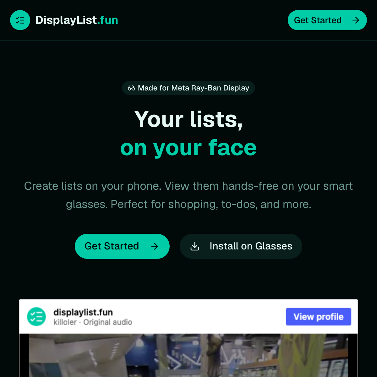 DisplayList running on the Meta Ray-Ban Display