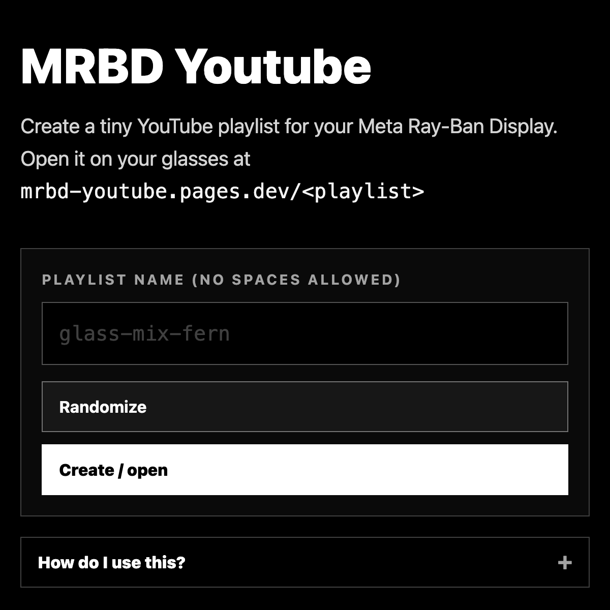 MRBD YouTube running on the Meta Ray-Ban Display