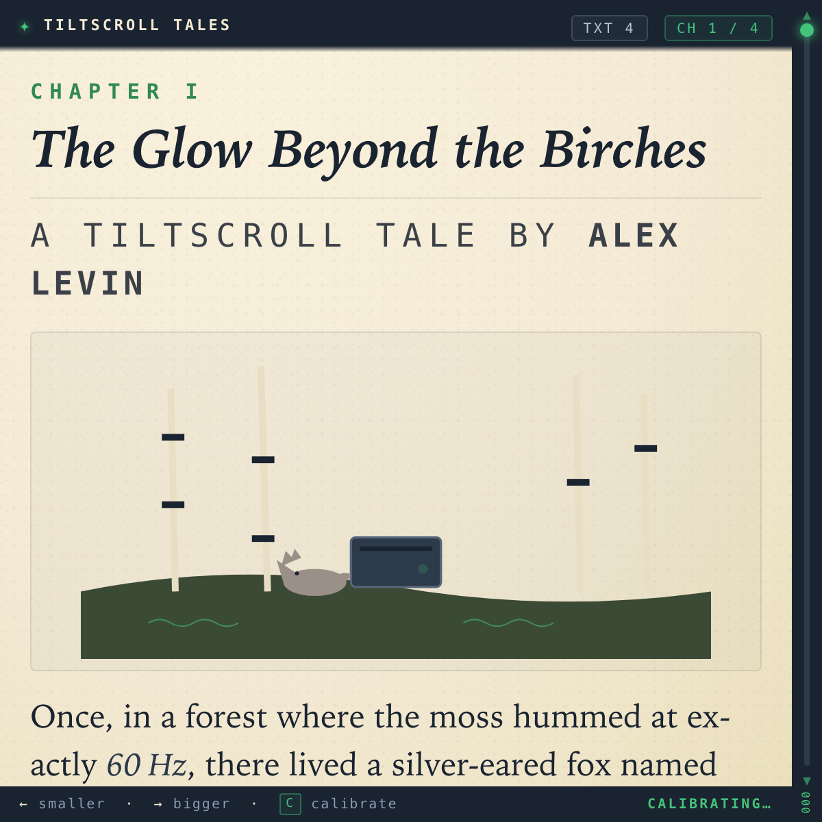 Tiltscroll Tales running on the Meta Ray-Ban Display