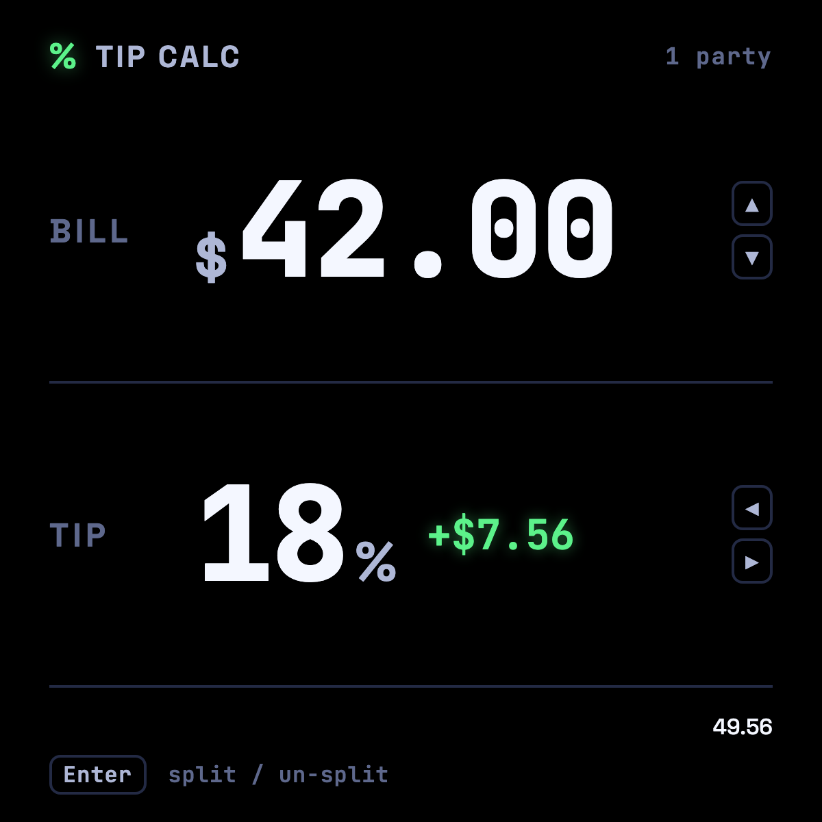 Tip Calculator running on the Meta Ray-Ban Display